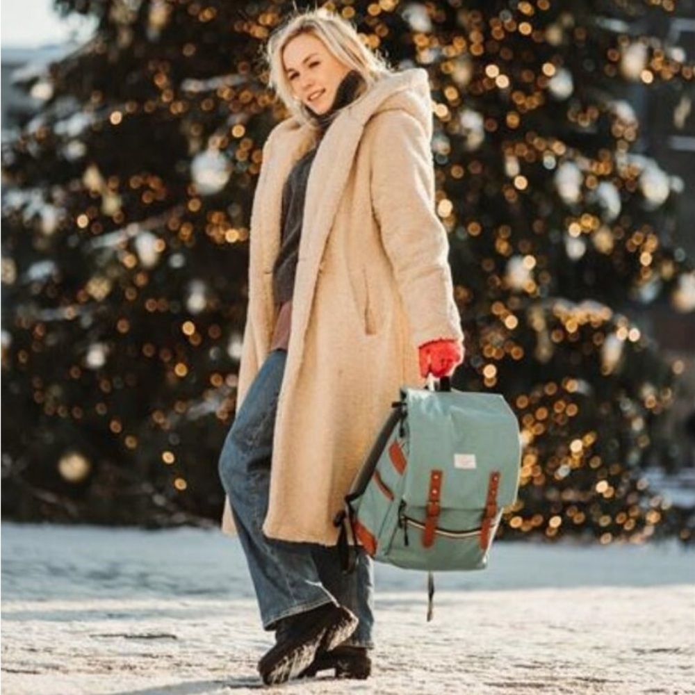 NEW Ronyes Vintage Laptop Backpack w/ USB Charging Port – Mint Green - Picture 4 of 8